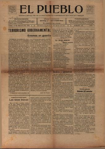 'El Pueblo : periódico político y literario, defensor de las clases jornaleras' - Año 5 Número 215 - 1920 agosto 11