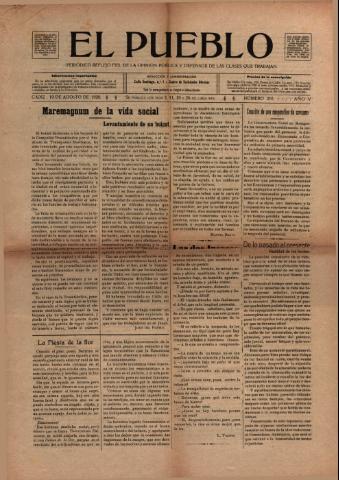 'El Pueblo : periódico político y literario, defensor de las clases jornaleras' - Año 5 Número 216 - 1920 agosto 19