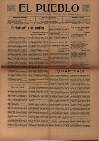 'El Pueblo : periódico político y literario, defensor de las clases jornaleras' - Año 5 Número 222 - 1920 octubre 3