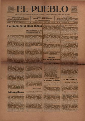 'El Pueblo : periódico político y literario, defensor de las clases jornaleras' - Año 5 Número 225 - 1920 octubre 26