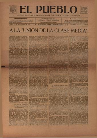 'El Pueblo : periódico político y literario, defensor de las clases jornaleras' - Año 5 Número 227 - 1920 noviembre 9