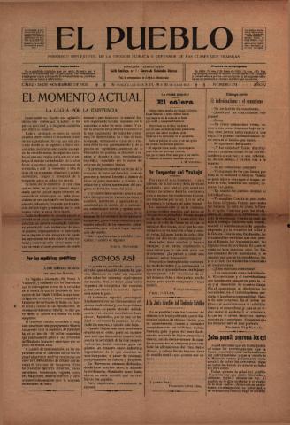 'El Pueblo : periódico político y literario, defensor de las clases jornaleras' - Año 5 Número 231 - 1920 noviembre 26