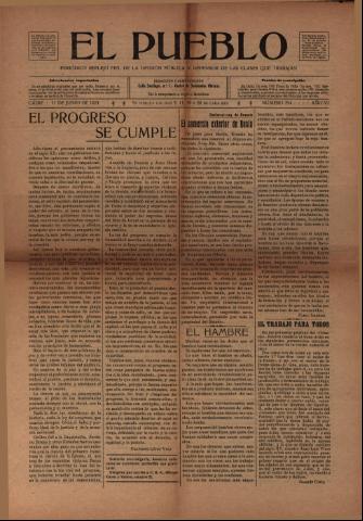 'El Pueblo : periódico político y literario, defensor de las clases jornaleras' - Año 6 Número 254 - 1921 junio 11