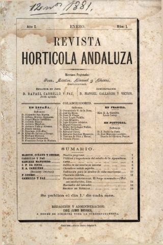'Revista hortícola andaluza' - Año 1 Número 1 - 1881 enero 1
