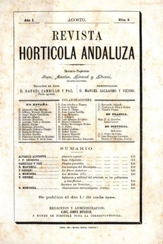 'Revista hortícola andaluza' - Año 1 Número 8 - 1881 agosto 1