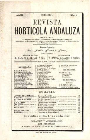 'Revista hortícola andaluza' - Año 3 Número 2 - 1883 febrero 1