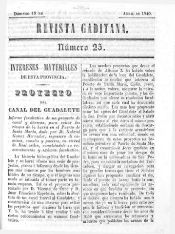'Revista gaditana  : Periódico popular' - Número 25 - 1840 abril 19