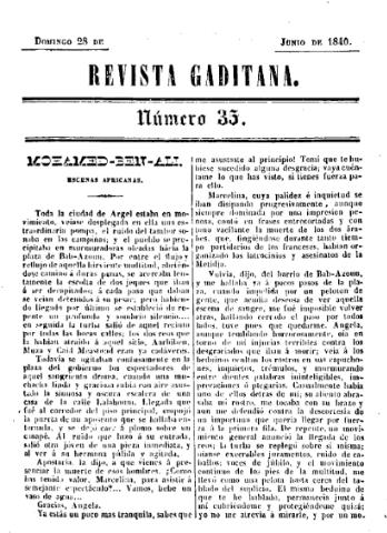 'Revista gaditana  : Periódico popular' - Número 35 - 1840 junio 28