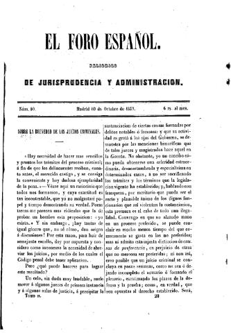 'El Foro español :  periódico de jurisprudencia y administración.' - Tomo 2 Número 10 - 1849 octubre 10