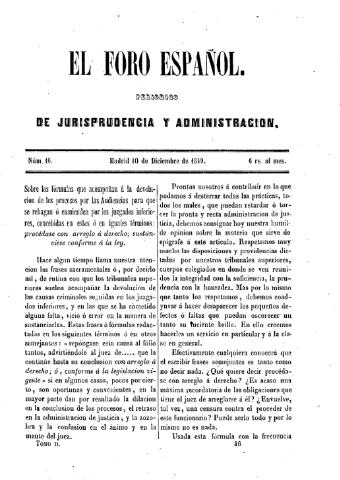 'El Foro español :  periódico de jurisprudencia y administración.' - Tomo 2 Número 16 - 1849 diciembre 10