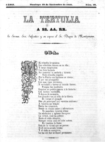 'La Tertulia periódico semanal de literatura y de artes' - Número 19 - 1848 noviembre 19