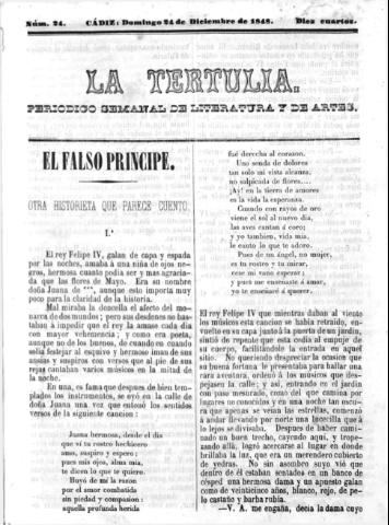 'La Tertulia periódico semanal de literatura y de artes' - Número 24 - 1848 diciembre 24