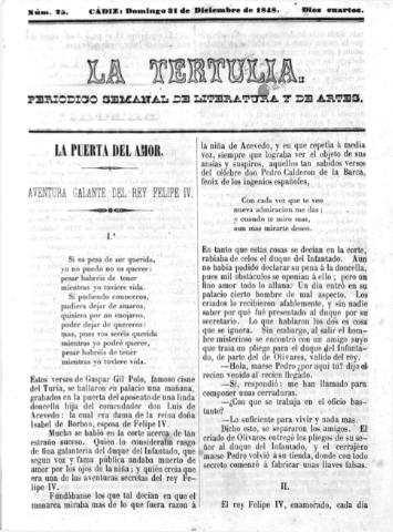 'La Tertulia periódico semanal de literatura y de artes' - Número 25 - 1848 diciembre 31