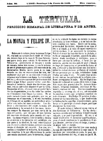 'La Tertulia periódico semanal de literatura y de artes' - Número 26 - 1849 enero 7