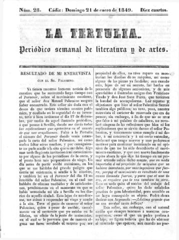 'La Tertulia periódico semanal de literatura y de artes' - Número 28 - 1849 enero 21