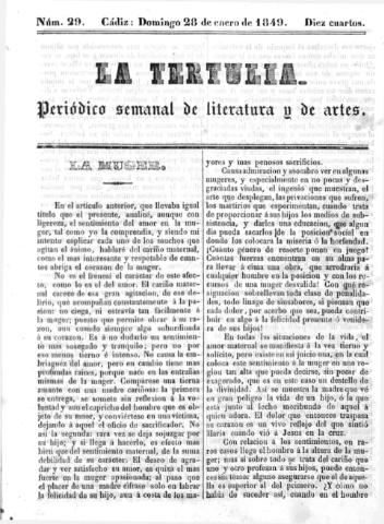 'La Tertulia periódico semanal de literatura y de artes' - Número 29 - 1849 enero 28