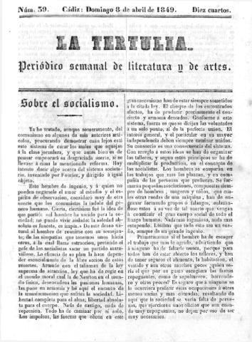 'La Tertulia periódico semanal de literatura y de artes' - Número 39 - 1849 abril 8