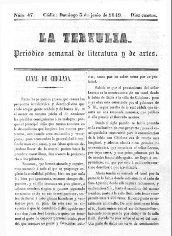 'La Tertulia periódico semanal de literatura y de artes' - Número 47 - 1849 junio 3