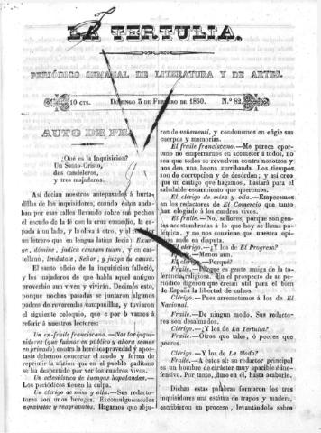'La Tertulia periódico semanal de literatura y de artes' - Número 82 - 1850 febrero 3