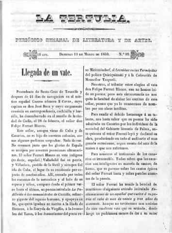 'La Tertulia periódico semanal de literatura y de artes' - Número 89 - 1850 marzo 10