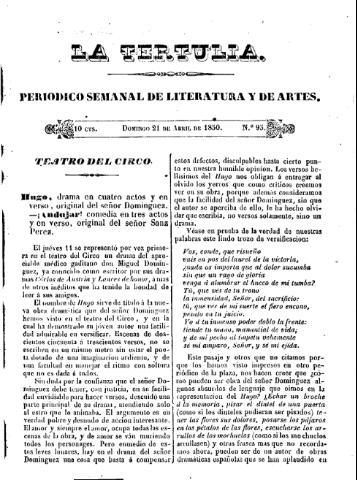'La Tertulia periódico semanal de literatura y de artes' - Número 95 - 1850 abril 21