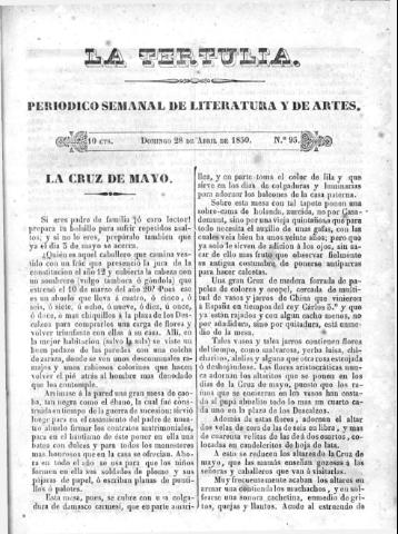 'La Tertulia periódico semanal de literatura y de artes' - Número 95 - 1850 abril 28