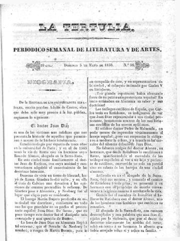 'La Tertulia periódico semanal de literatura y de artes' - Número 96 - 1850 mayo 5