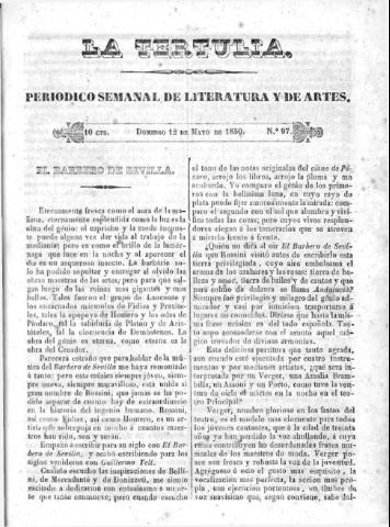'La Tertulia periódico semanal de literatura y de artes' - Número 97 - 1850 mayo 12