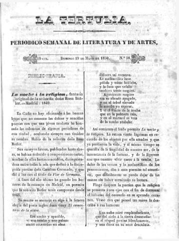 'La Tertulia periódico semanal de literatura y de artes' - Número 98 - 1850 mayo 19