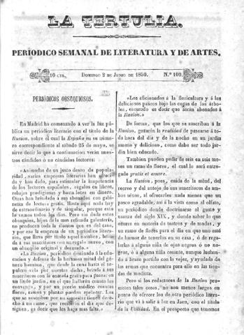 'La Tertulia periódico semanal de literatura y de artes' - Número 100 - 1850 junio 2