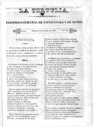 'La Tertulia periódico semanal de literatura y de artes' - Número 101 - 1850 junio 9