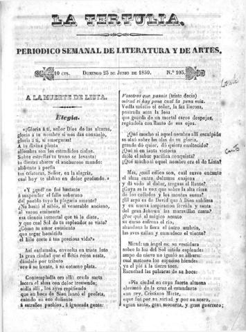 'La Tertulia periódico semanal de literatura y de artes' - Número 103 - 1850 junio 25