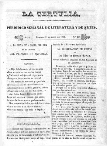 'La Tertulia periódico semanal de literatura y de artes' - Número 107 - 1850 julio 21
