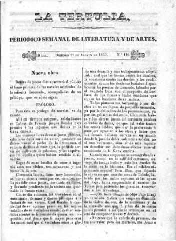 'La Tertulia periódico semanal de literatura y de artes' - Número 110 - 1850 agosto 11