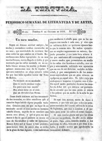 'La Tertulia periódico semanal de literatura y de artes' - Número 117 - 1850 octubre 6