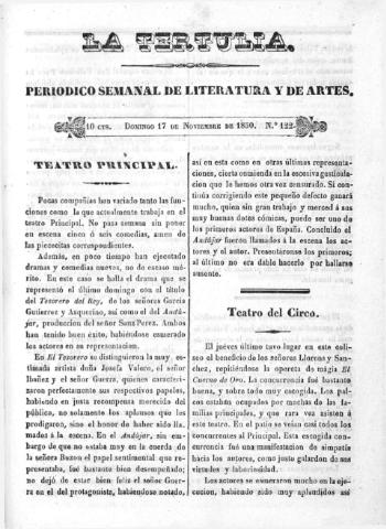 'La Tertulia periódico semanal de literatura y de artes' - Número 122 - 1850 noviembre 17