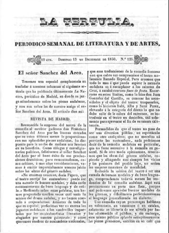 'La Tertulia periódico semanal de literatura y de artes' - Número 125 - 1850 diciembre 15