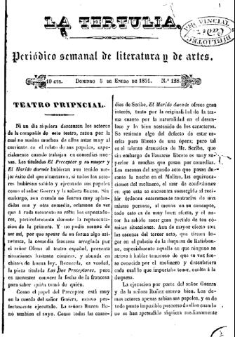 'La Tertulia periódico semanal de literatura y de artes' - Número 128 - 1851 enero 5