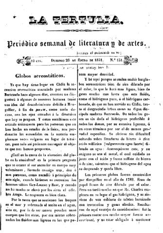 'La Tertulia periódico semanal de literatura y de artes' - Número 131 - 1851 enero 26