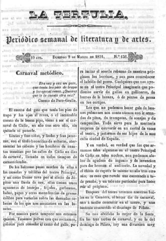 'La Tertulia periódico semanal de literatura y de artes' - Número 136 - 1851 marzo 2