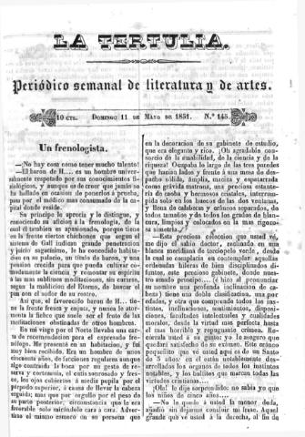 'La Tertulia periódico semanal de literatura y de artes' - Número 145 - 1851 mayo 11