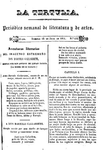 'La Tertulia periódico semanal de literatura y de artes' - Número 153 - 1851 julio 13
