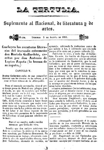 'La Tertulia periódico semanal de literatura y de artes' - 1851 agosto 3
