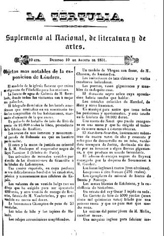 'La Tertulia periódico semanal de literatura y de artes' - 1851 agosto 10