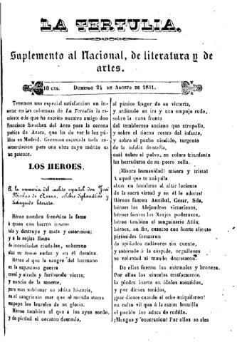 'La Tertulia periódico semanal de literatura y de artes' - 1851 agosto 24