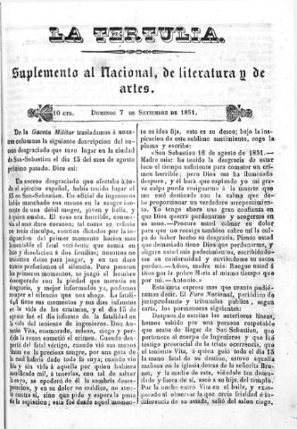 'La Tertulia periódico semanal de literatura y de artes' - 1851 septiembre 7