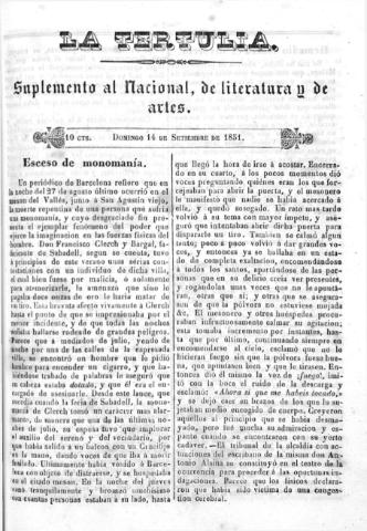 'La Tertulia periódico semanal de literatura y de artes' - 1851 septiembre 14
