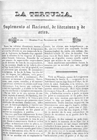 'La Tertulia periódico semanal de literatura y de artes' - 1851 noviembre 9