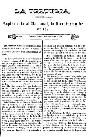 'La Tertulia periódico semanal de literatura y de artes' - 1851 noviembre 30