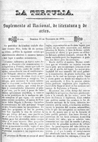 'La Tertulia periódico semanal de literatura y de artes' - 1851 diciembre 14